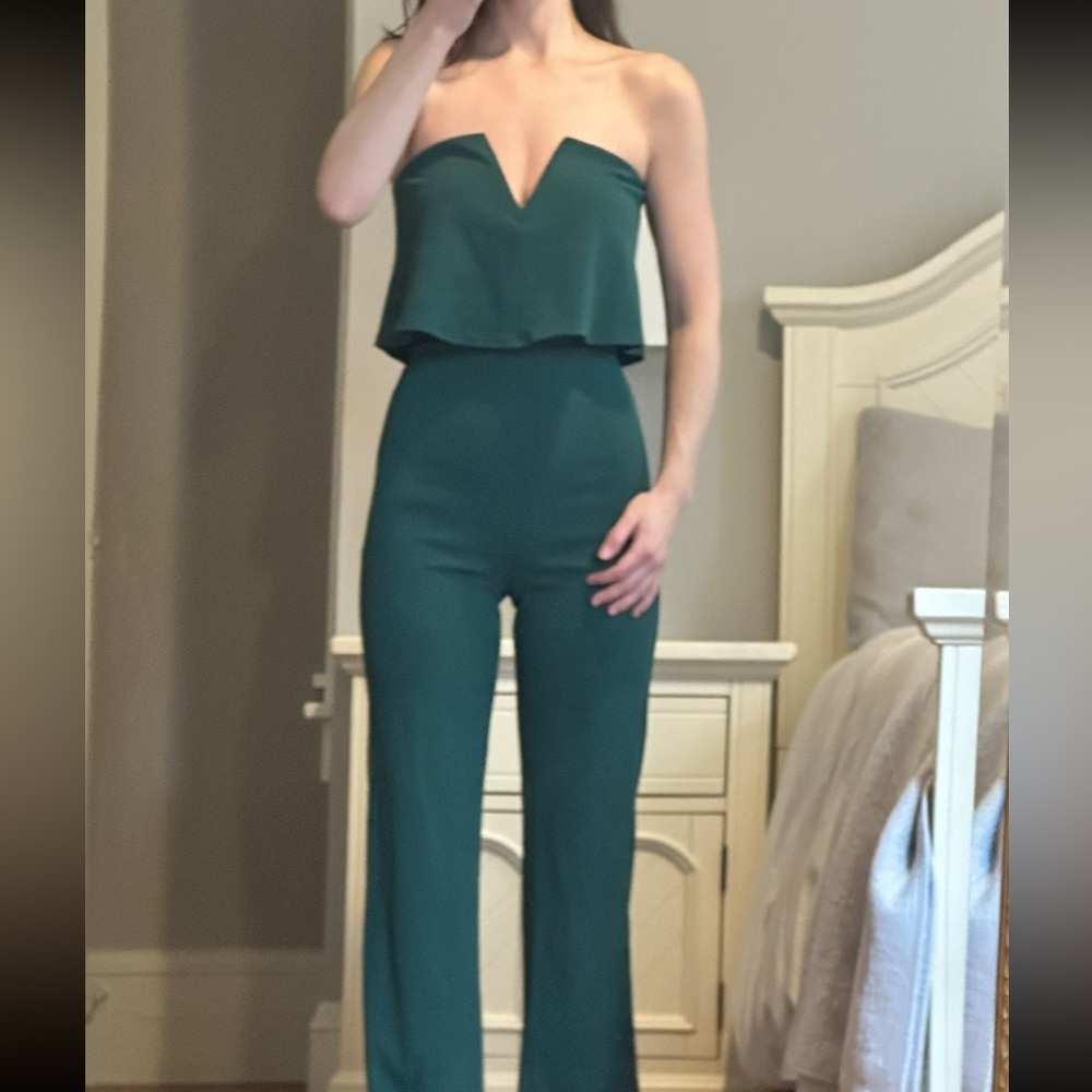 Lulus Emerald Green Plunge Strapless Jumpsuit